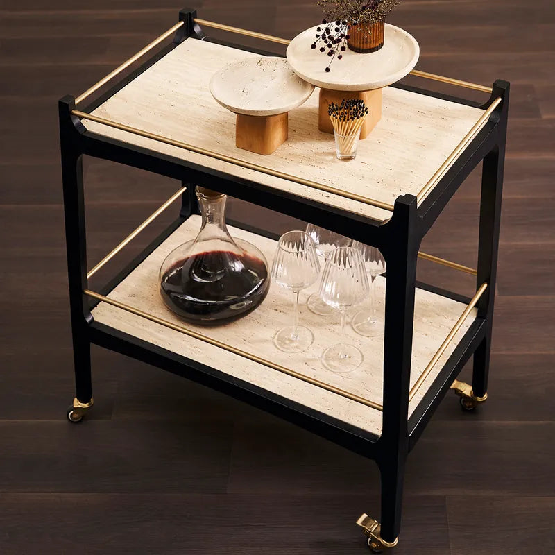 Ashley Travertine Bar Cart - Black
