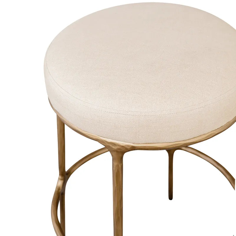 Heston Brass Kitchen Stool - Natural Linen