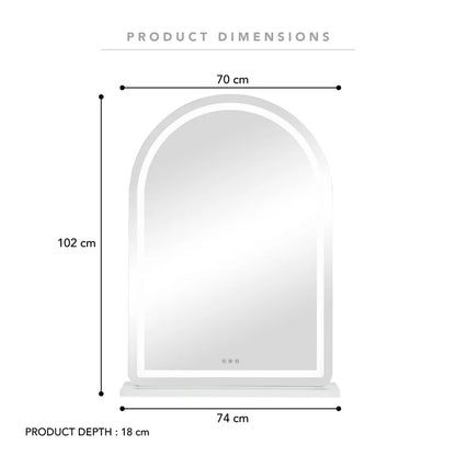 Luna 102cm Arch Front Illuminated Vanity Mirror White