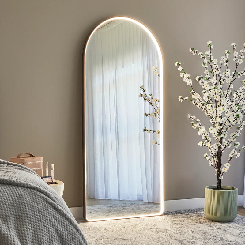 Luna 180cm Arch Front Illuminated Mirror Black