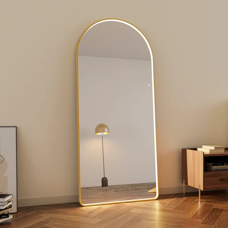 Luna 180cm Arch Front Illuminated Mirror Gold