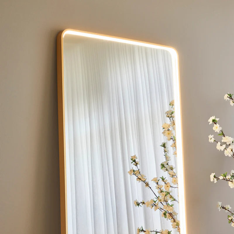 Luna 180cm Rectangle Front Illuminated Mirror Gold
