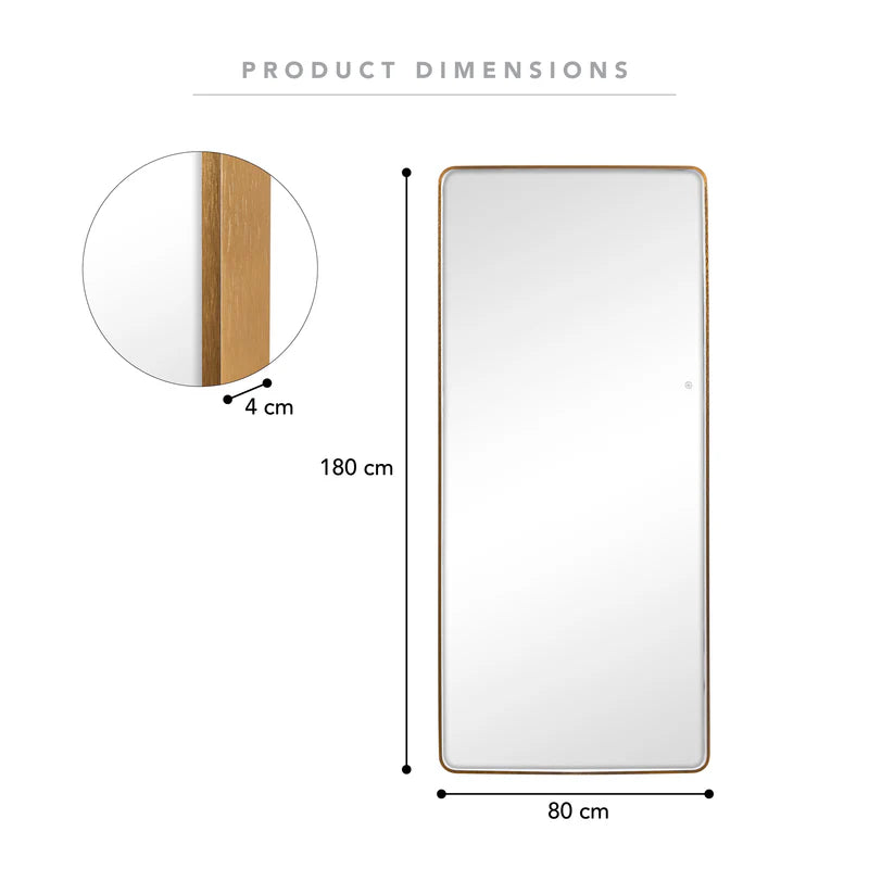Luna 180cm Rectangle Front Illuminated Mirror Gold