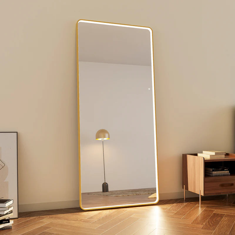 Luna 180cm Rectangle Front Illuminated Mirror Gold