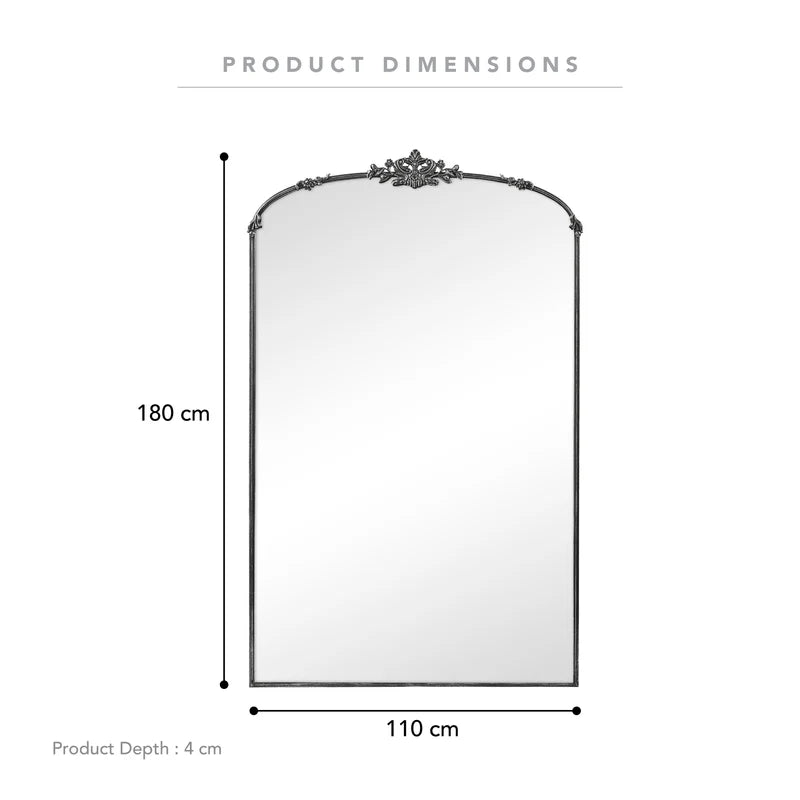Florence XL 180cm Baroque Mirror Black