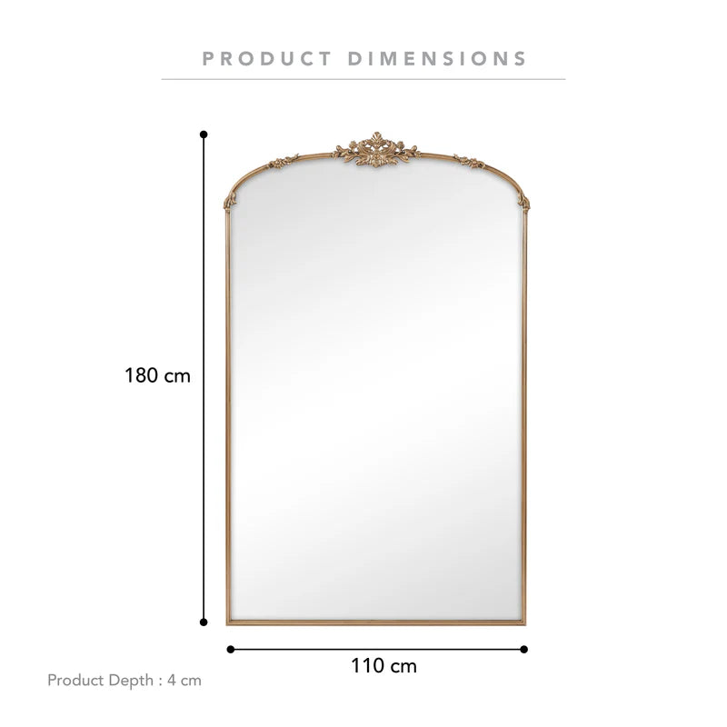 Florence XL 180cm Baroque Mirror Gold