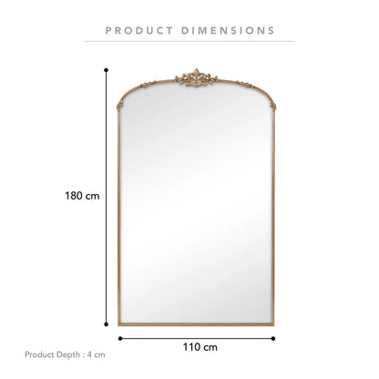 Florence XL 180cm Baroque Mirror Gold
