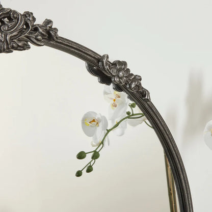 Florence 80cm Baroque Round Mirror Black