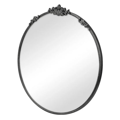 Florence 80cm Baroque Round Mirror Black