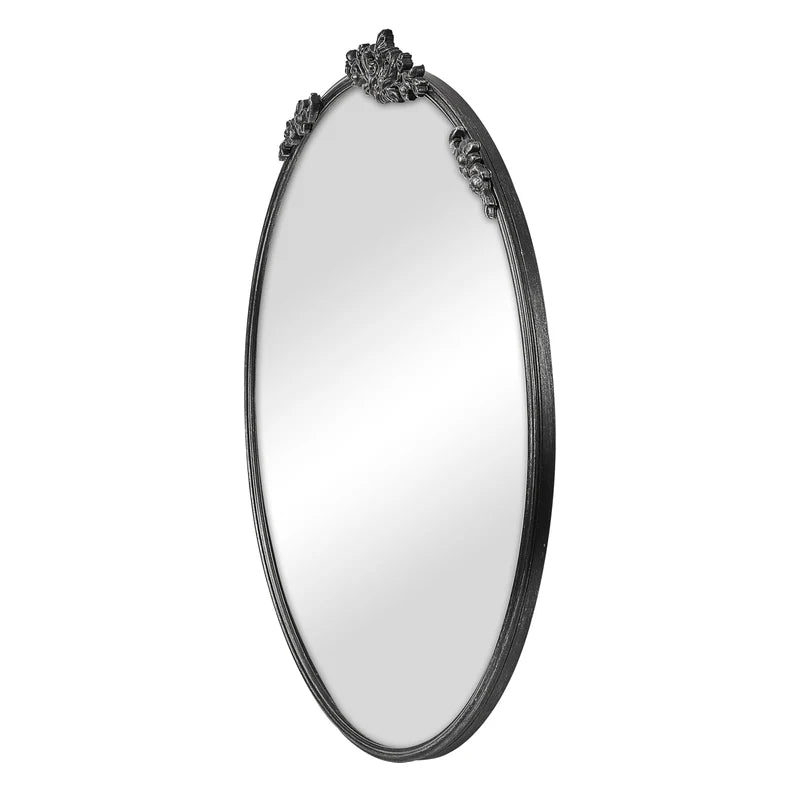 Florence 80cm Baroque Round Mirror Black