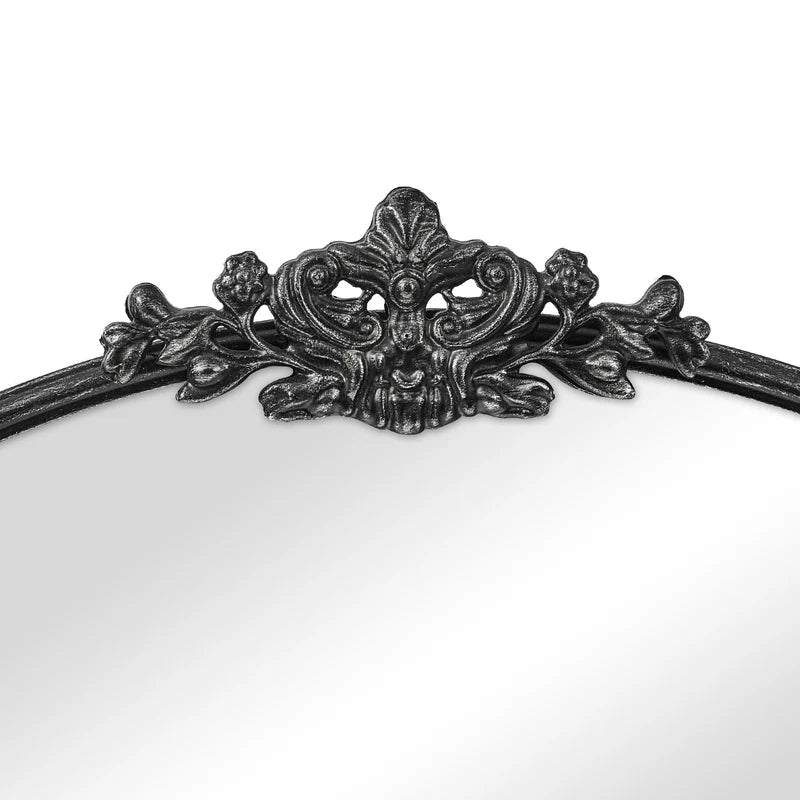 Florence 80cm Baroque Round Mirror Black
