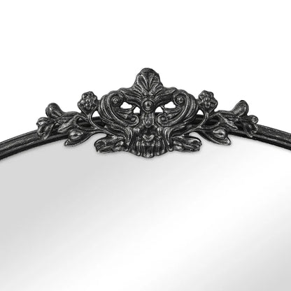 Florence 80cm Baroque Round Mirror Black