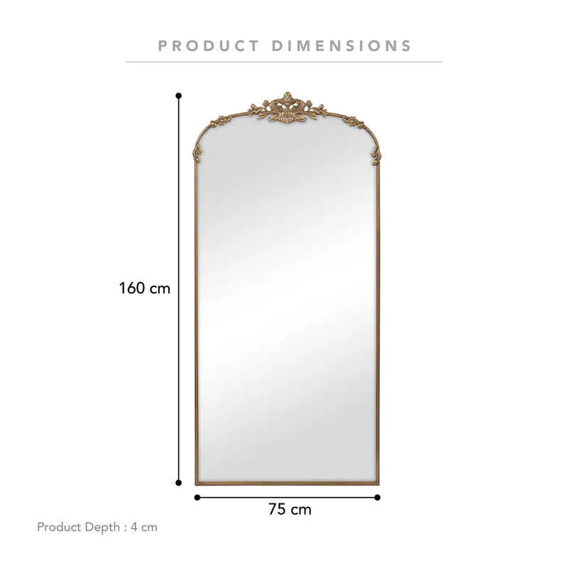 Florence 160cm Baroque Mirror Gold