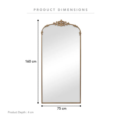 Florence 160cm Baroque Mirror Gold