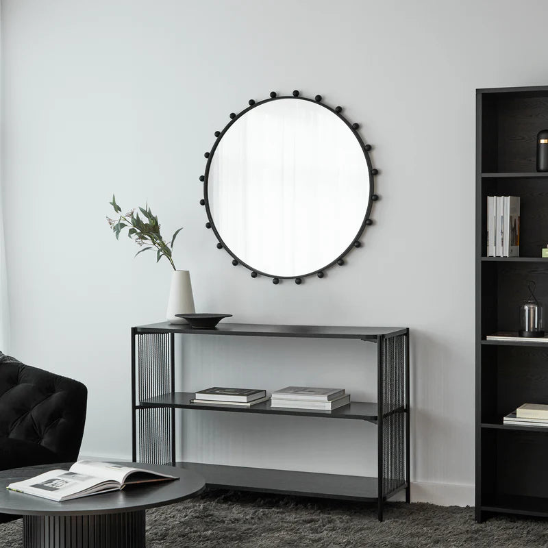 Orbit Sphere 90cm Round Mirror Black