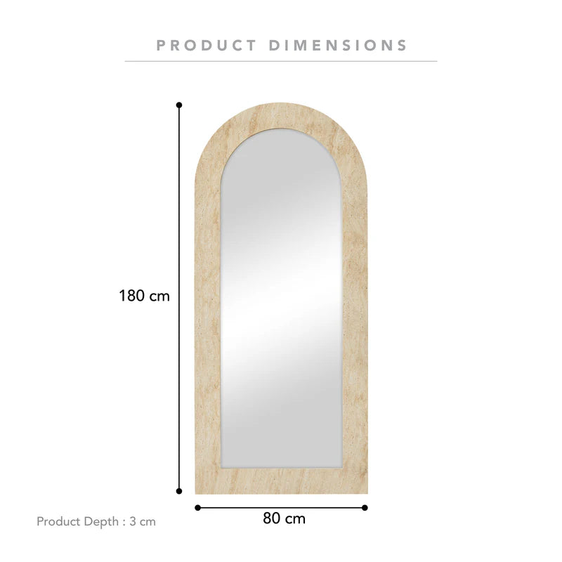 Sienna 180cm Arch Mirror Travertine Look