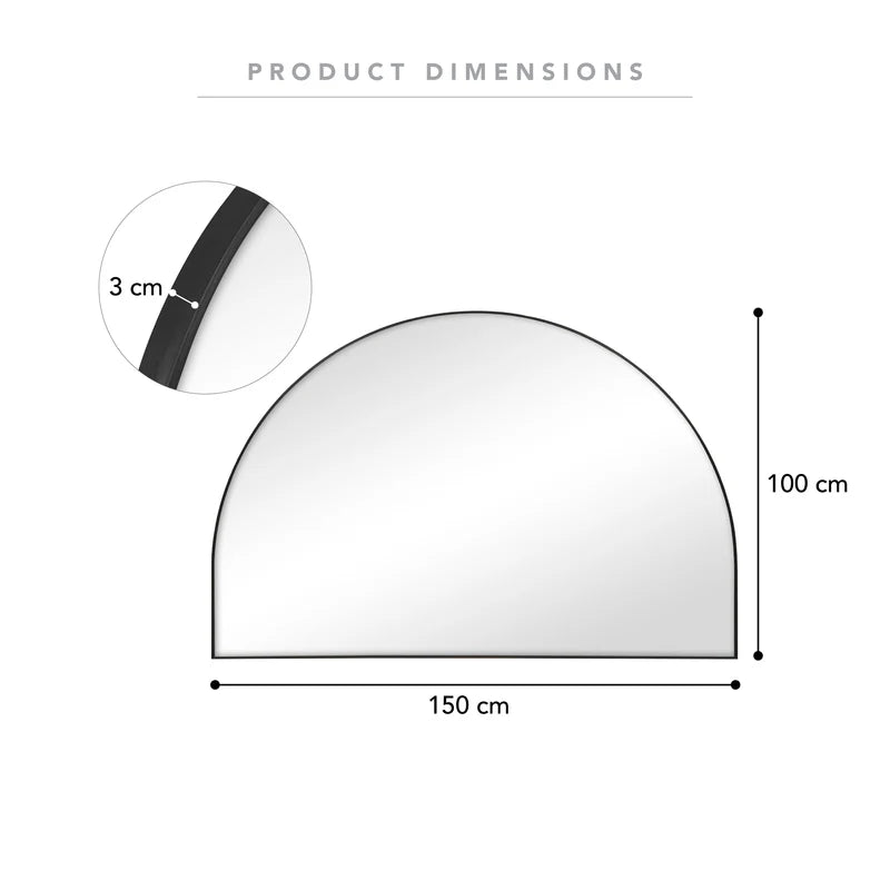 Zali XL 150cm Arched Mirror Black