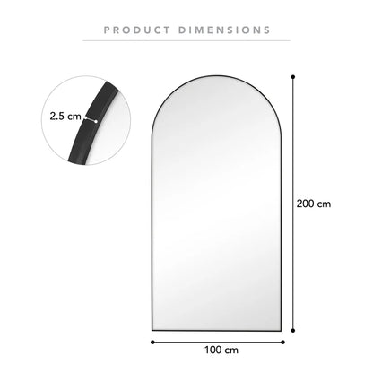 Cindy XXL 200cm Arch Mirror Black