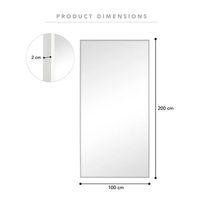 Elle XXL 200cm Rectangle Mirror White
