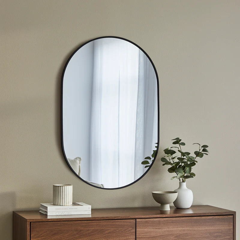 Zoe 90cm Oval Mirror Black