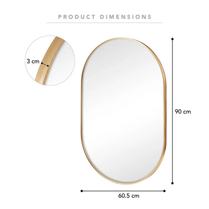 Zoe 90cm Oval Mirror Gold