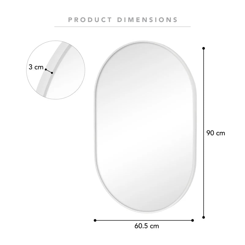 Zoe 90cm Oval Mirror White
