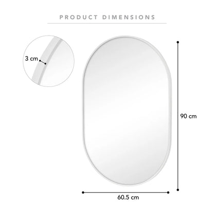 Zoe 90cm Oval Mirror White