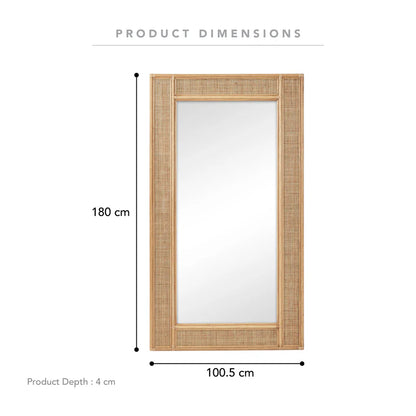 Cove Rattan 180cm Rectangle Mirror