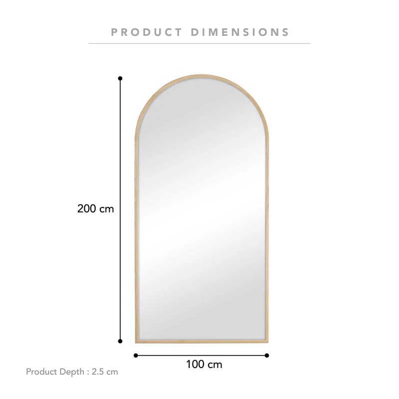 Oakleigh 200cm Arch Solid Oak Mirror Natural