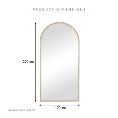 Oakleigh 200cm Arch Solid Oak Mirror Natural