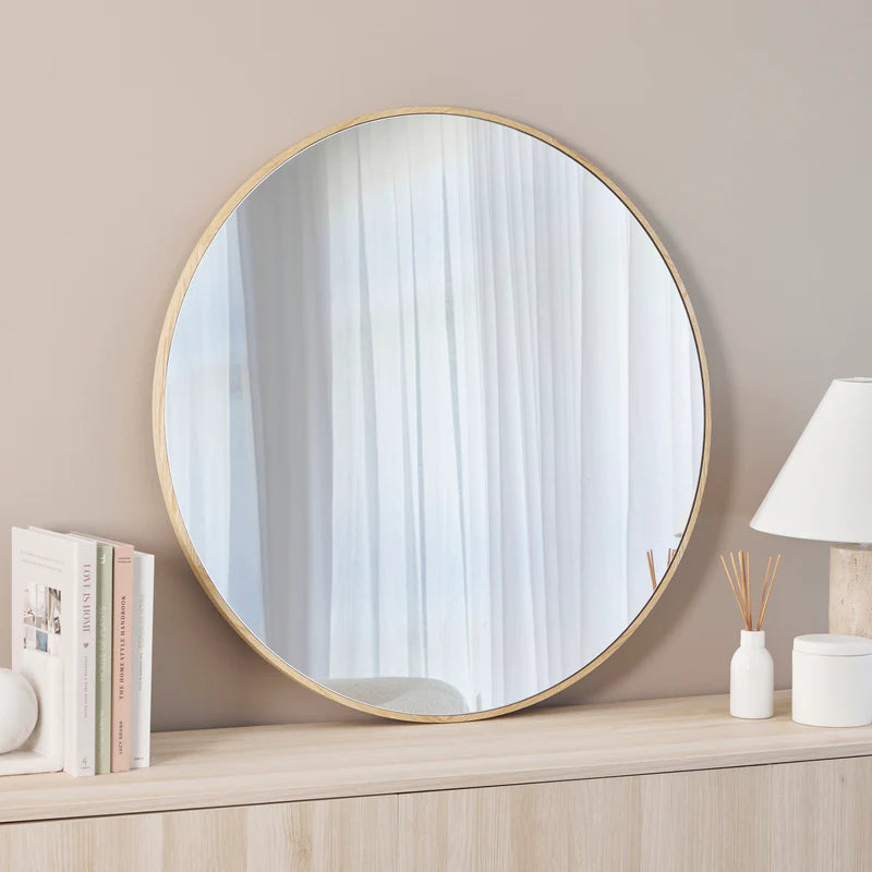 Oakleigh 80cm Round Solid Oak Mirror Natural