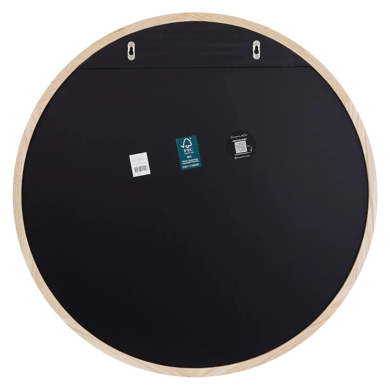 Oakleigh 80cm Round Solid Oak Mirror Natural