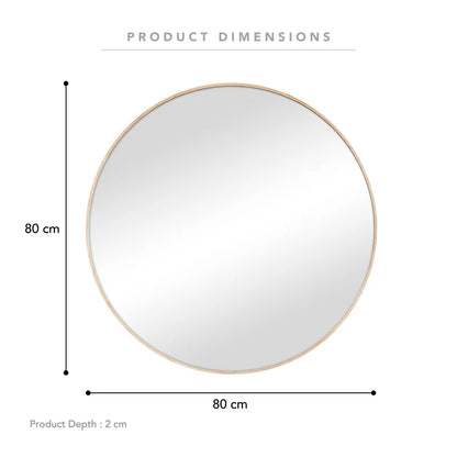 Oakleigh 80cm Round Solid Oak Mirror Natural
