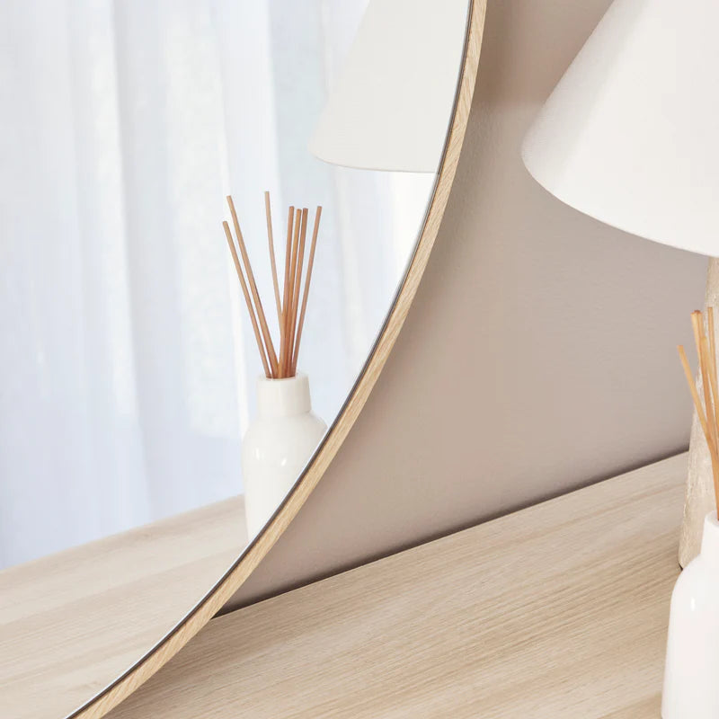 Oakleigh 80cm Round Solid Oak Mirror Natural