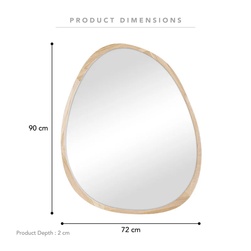 Oakleigh 72cm Organic Pebble Solid Oak Mirror Natural