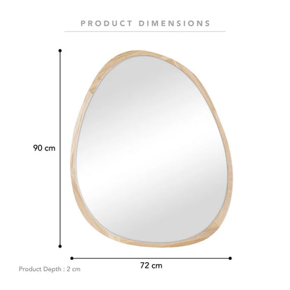 Oakleigh 72cm Organic Pebble Solid Oak Mirror Natural