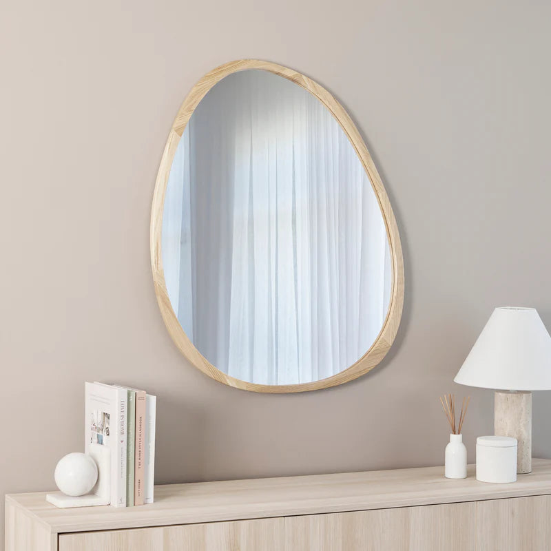 Oakleigh 72cm Organic Pebble Solid Oak Mirror Natural