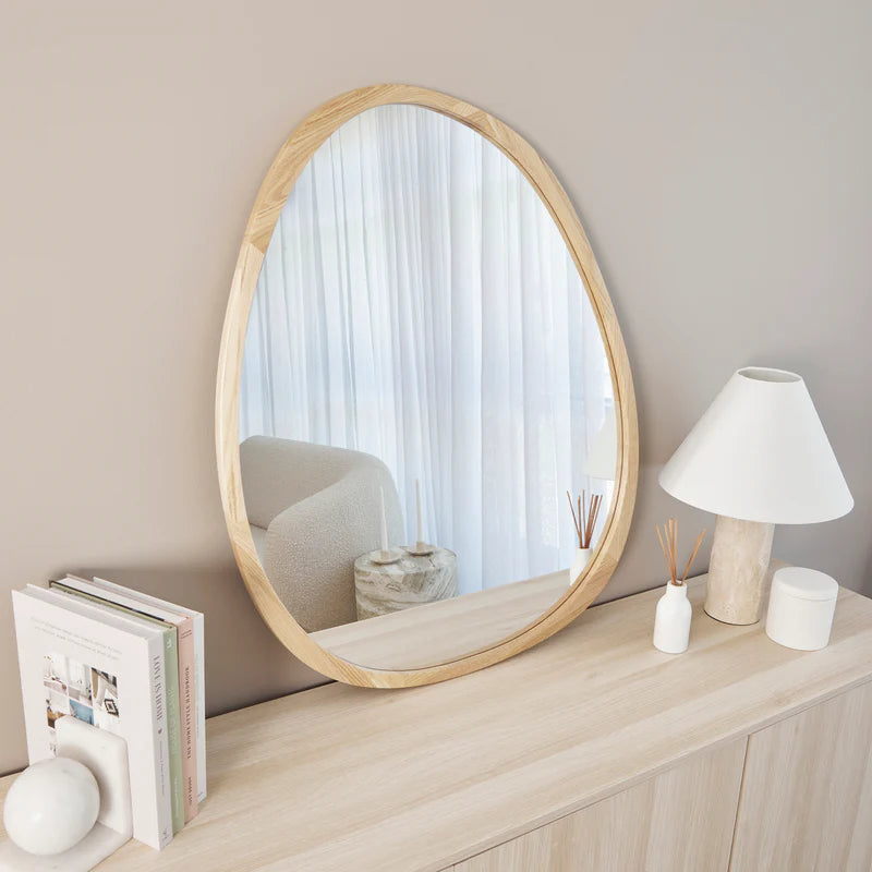 Oakleigh 72cm Organic Pebble Solid Oak Mirror Natural