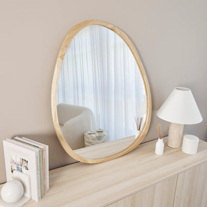 Oakleigh 72cm Organic Pebble Solid Oak Mirror Natural