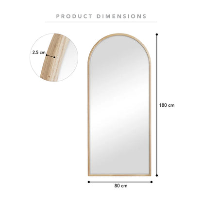 Oakleigh 180cm Arch Solid Oak Mirror Natural