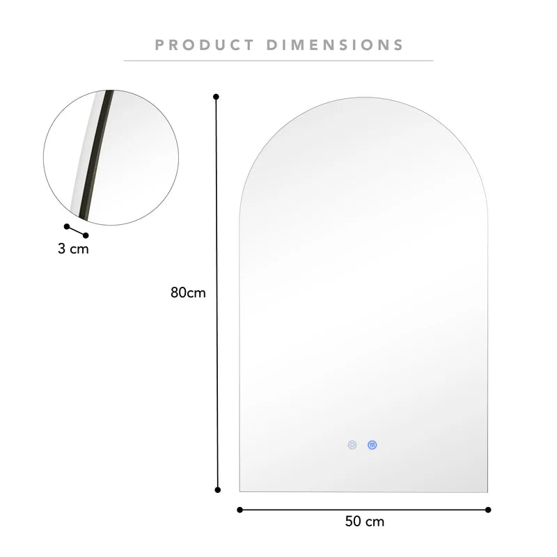 Aurora 80cm Arch Backlit Mirror