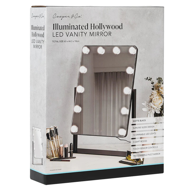 LED 60cm Tabletop Vanity Mirror Black