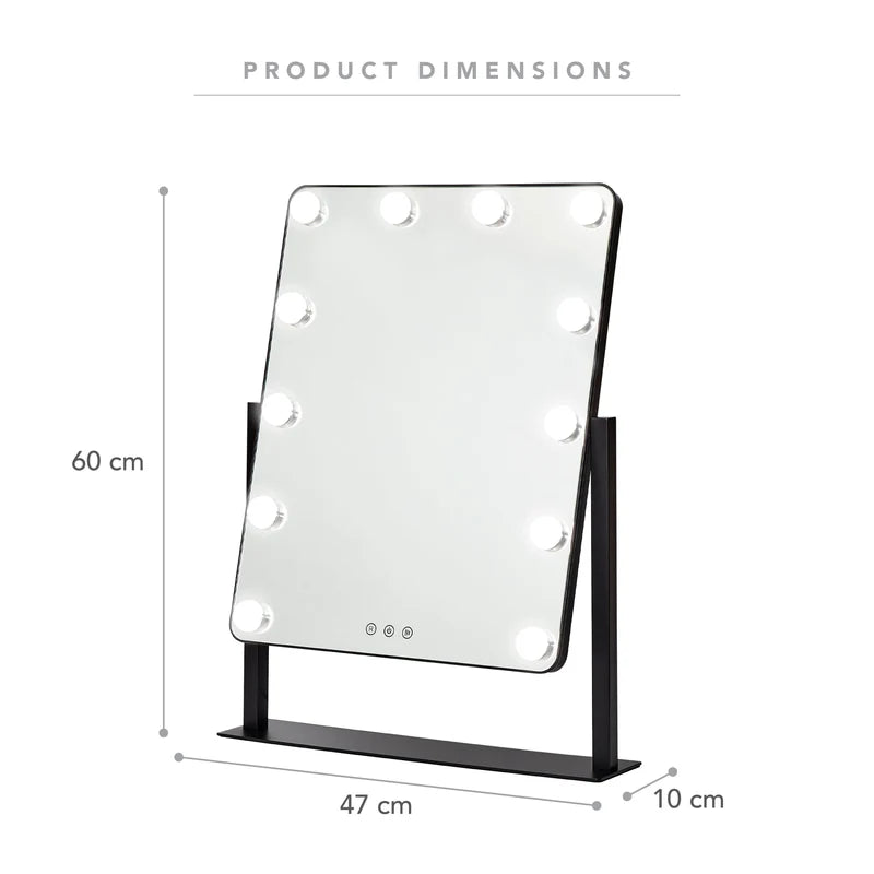 LED 60cm Tabletop Vanity Mirror Black