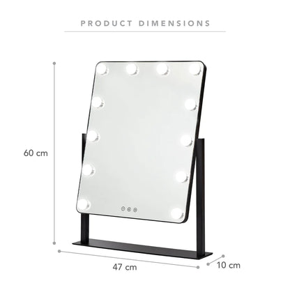 LED 60cm Tabletop Vanity Mirror Black