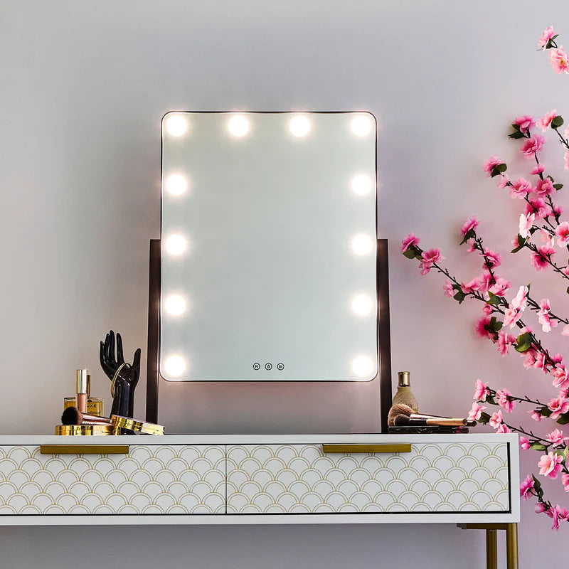 LED 60cm Tabletop Vanity Mirror Black