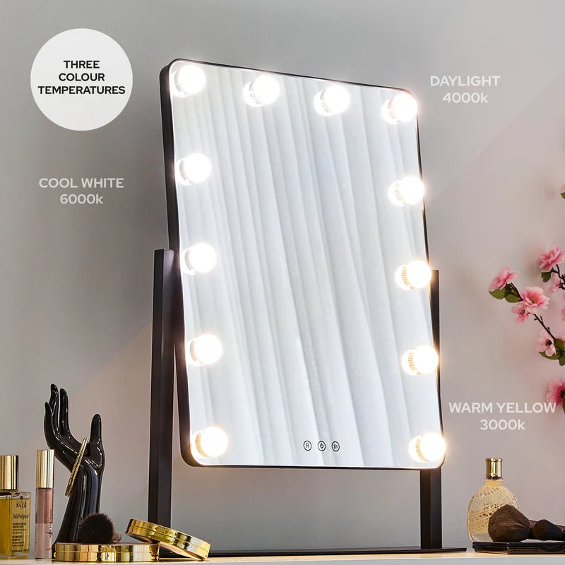 LED 60cm Tabletop Vanity Mirror Black
