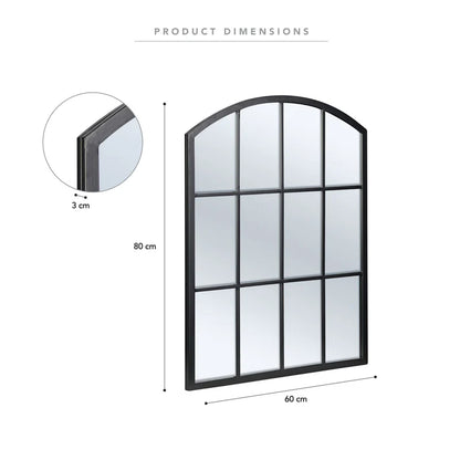 Marais 80cm Arch Top Iron Indoor Outdoor Mirror Black