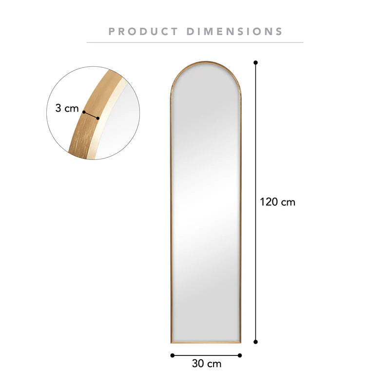 Cindy 120cm Arched Leaning Wall Mirror Gold