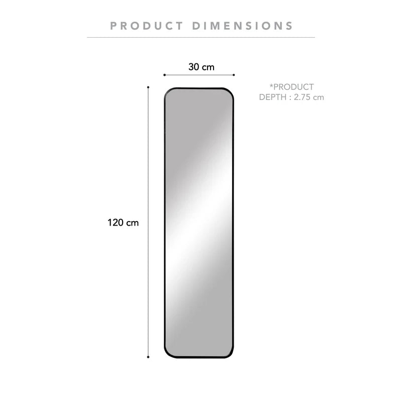 Elle 120cm Rectangle Leaning Wall Mirror Black