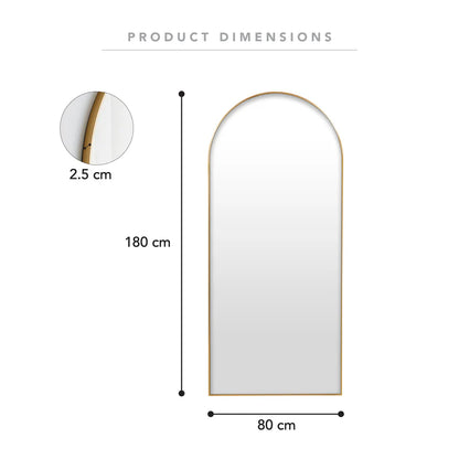 Cindy XL 180cm Arch Mirror Gold